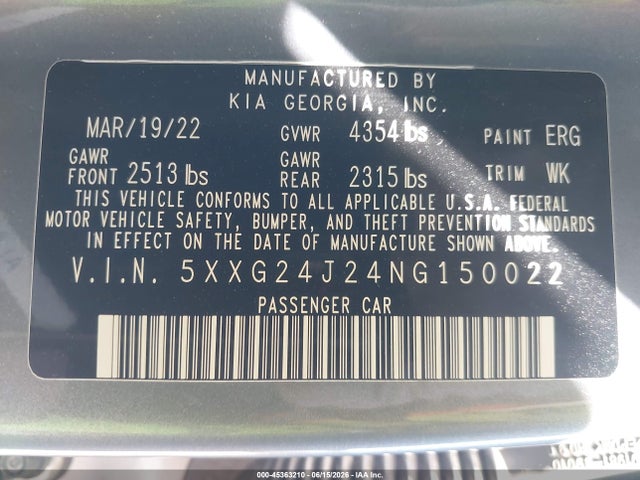 KIA K5 LX 2022 5XXG24J24NG150022 Image 9