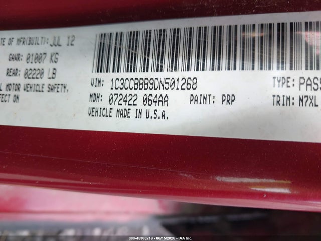 Aukcja sprzedaży 2013 Chrysler 200 Touring, vin: 1C3CCBBB9DN501268, numer aukcji: 45363219