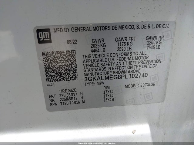 Aukcja sprzedaży 2023 Gmc Terrain Fwd Sle, vin: 3GKALMEG8PL102740, numer aukcji: 45363226