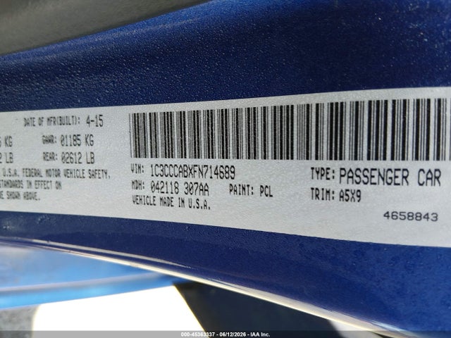 Продаж на аукціоні авто 2015 Chrysler 200 Limited, vin: 1C3CCCABXFN714689, номер лоту: 45363337