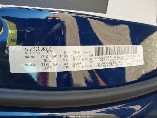 Продажа на аукционе авто 2017 Chrysler Pacifica Limited, vin: 2C4RC1GGXHR643402, номер лота: 45363362