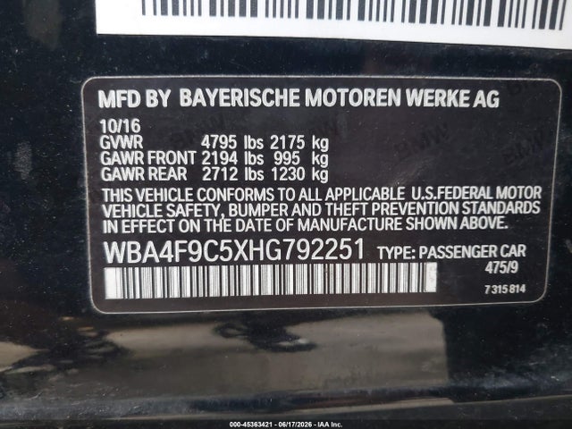 2017 Bmw 430i Gran Coupe Xdrive მანქანა იყიდება აუქციონზე, vin: WBA4F9C5XHG792251, აუქციონის ნომერი: 45363421