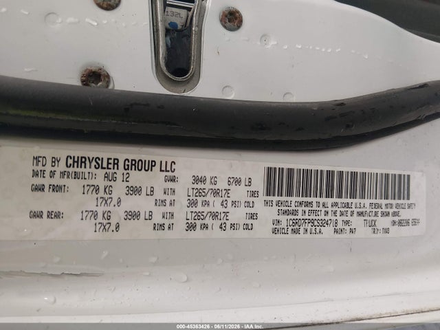 45363426 :رقم المزاد ، 1C6RD7FP9CS324718 vin ، 2012 Ram 1500 St مزاد بيع