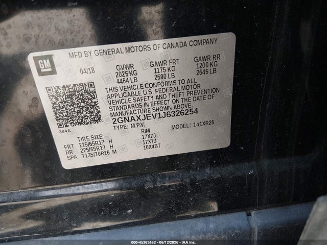 Chevrolet EQUINOX LT 2018 2GNAXJEV1J6326254 Image 9