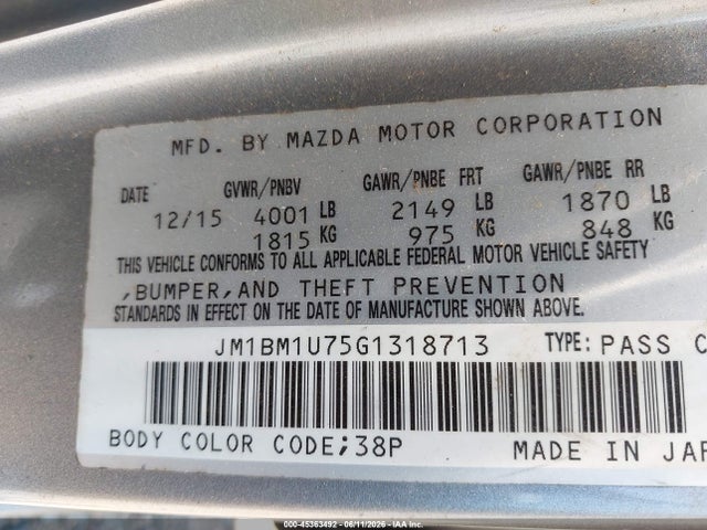 Продаж на аукціоні авто 2016 Mazda Mazda3 I Sport, vin: JM1BM1U75G1318713, номер лоту: 45363492