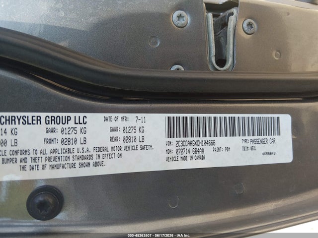 45363507 :رقم المزاد ، 2C3CCAAGXCH104666 vin ، 2012 Chrysler 300 مزاد بيع