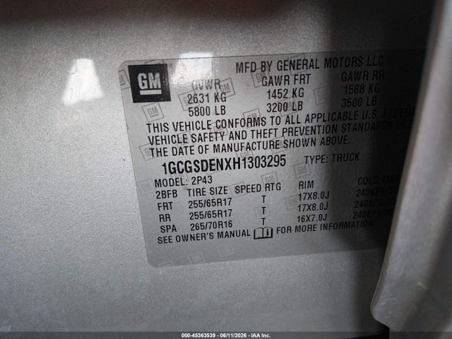 1GCGSDENXH1303295 Chevrolet Colorado Z71