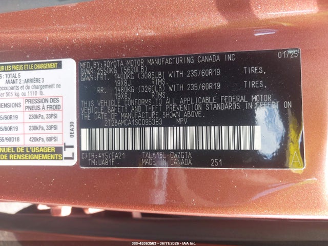2T2BAMCA1SC095383 Lexus Rx 350 Premium
