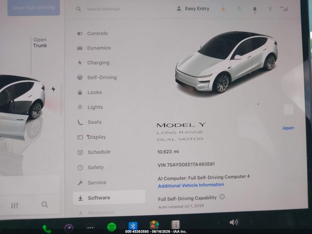 Aukcja sprzedaży 2026 Tesla Model Y, vin: 7SAYGDEE1TA493591, numer aukcji: 45363580