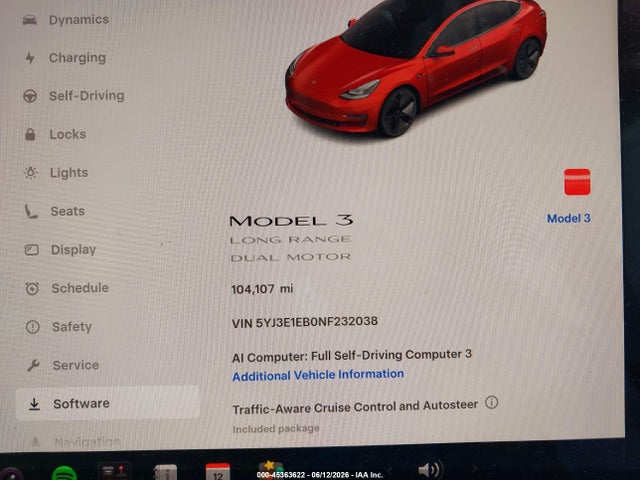 Aukcja sprzedaży 2022 Tesla Model 3 Long Range Dual Motor All-wheel Drive, vin: 5YJ3E1EB0NF232038, numer aukcji: 45363622