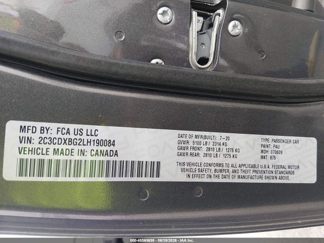 Dodge Charger Sxt Rwd 2020 2C3CDXBG2LH190084 Image 9