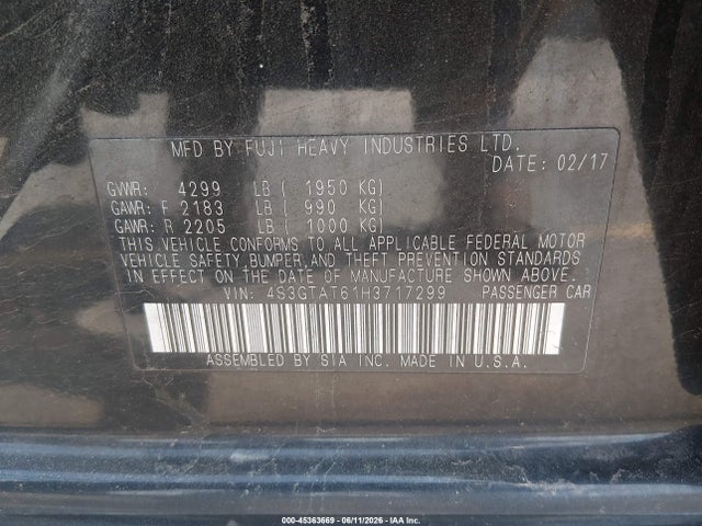 Продажа на аукционе авто 2017 Subaru Impreza 2.0i Limited, vin: 4S3GTAT61H3717299, номер лота: 45363669