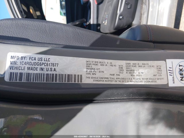 Aukcja sprzedaży 2023 Dodge Durango Gt Awd, vin: 1C4RDJDG6PC617677, numer aukcji: 45363687