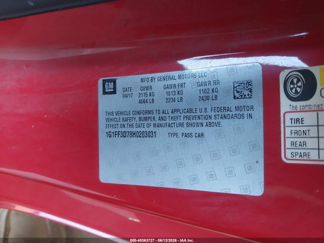 Chevrolet Camaro 1ss 2017 1G1FF3D78H0203031 Image 9