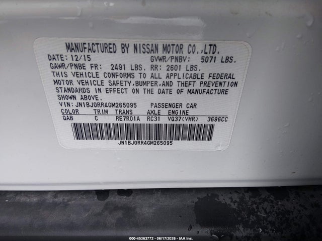 Продажа на аукционе авто 2016 Infiniti Qx50, vin: JN1BJ0RR4GM265095, номер лота: 45363772