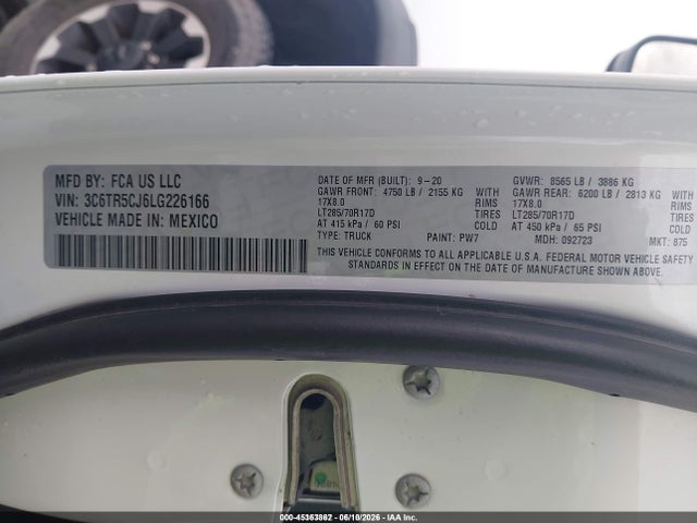 Продаж на аукціоні авто 2020 Ram 2500 Tradesman  4x4 6'4 Box, vin: 3C6TR5CJ6LG226166, номер лоту: 45363862