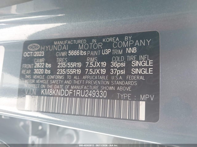 45363913 :رقم المزاد ، KM8KNDDF1RU249330 vin ، 2024 Hyundai Ioniq 5 Sel مزاد بيع