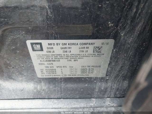 Продажа на аукционе авто 2015 Buick Encore Convenience, vin: KL4CJBSB8FB061429, номер лота: 45363919