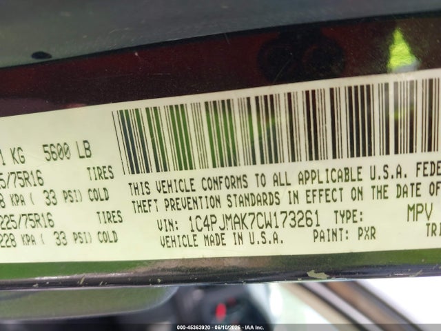 Aukcja sprzedaży 2012 Jeep Liberty Sport, vin: 1C4PJMAK7CW173261, numer aukcji: 45363920