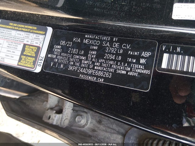 Aukcja sprzedaży 2023 Kia Forte Lxs, vin: 3KPF24AD9PE686263, numer aukcji: 45363922
