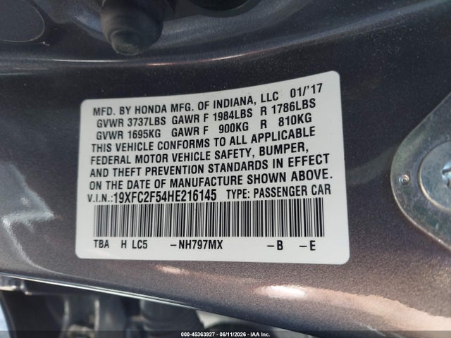 Honda Civic Lx 2017 19XFC2F54HE216145 Image 9