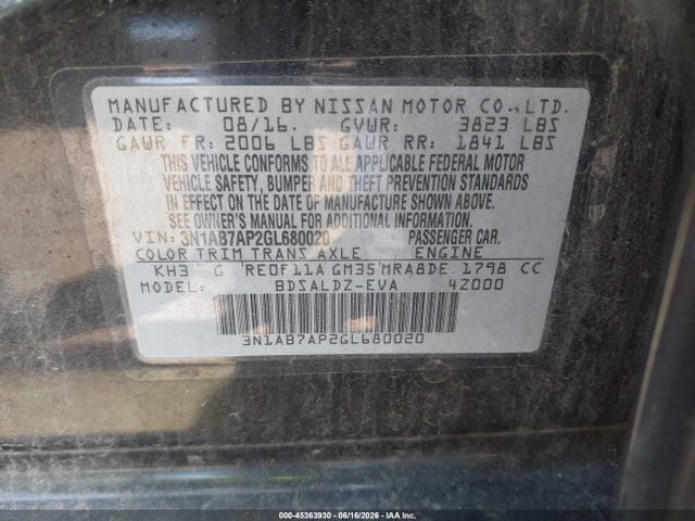 Nissan SENTRA SV 2016 3N1AB7AP2GL680020 Image 9
