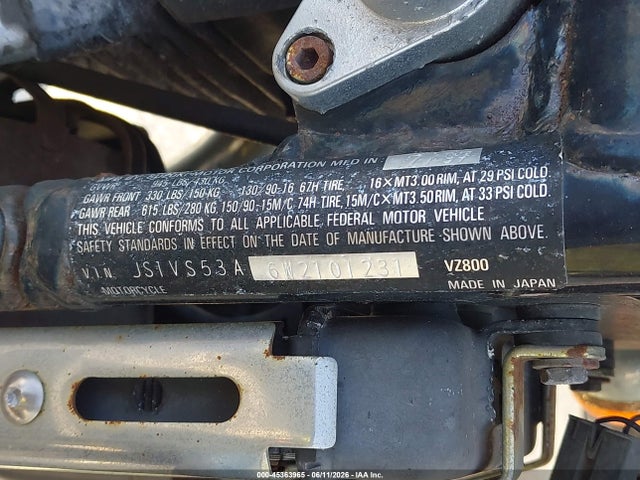 Aukcja sprzedaży 1998 Suzuki Vz800, vin: JS1VS53A6W2101231, numer aukcji: 45363965
