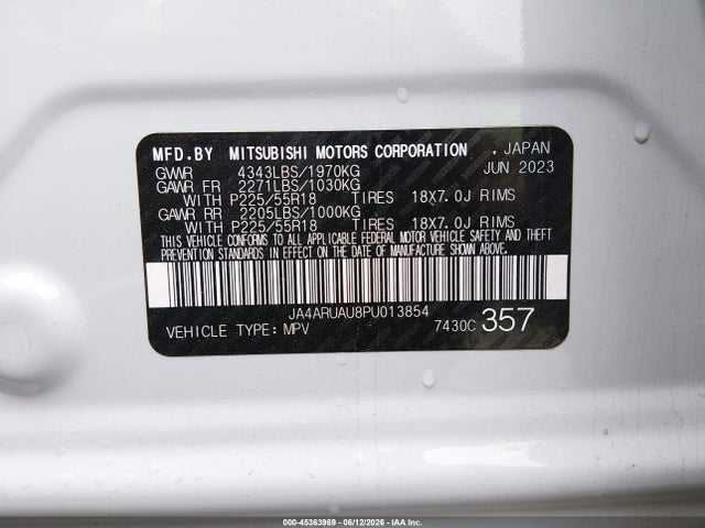Продажа на аукционе авто 2023 Mitsubishi Outlander Sport 2.0 Es Awc/2.0 Le Awc/2.0 Ralliart Awc/2.0 S Awc/2.0 Se Awc, vin: JA4ARUAU8PU013854, номер лота: 45363969