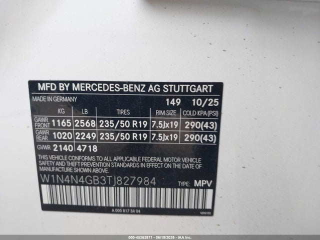 2026 Mercedes-benz Gla 250 4matic მანქანა იყიდება აუქციონზე, vin: W1N4N4GB3TJ827984, აუქციონის ნომერი: 45363971