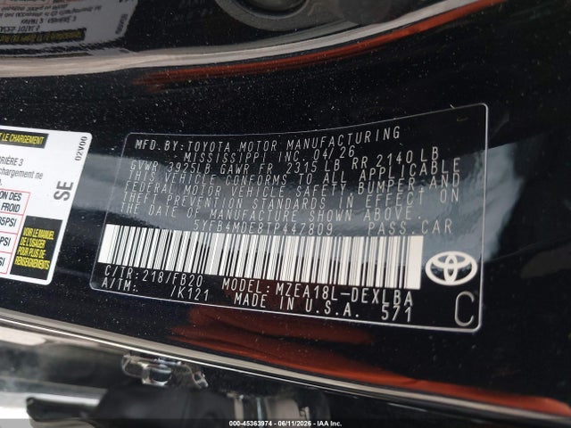 Toyota COROLLA LE 2026 5YFB4MDE8TP447809 Image 9