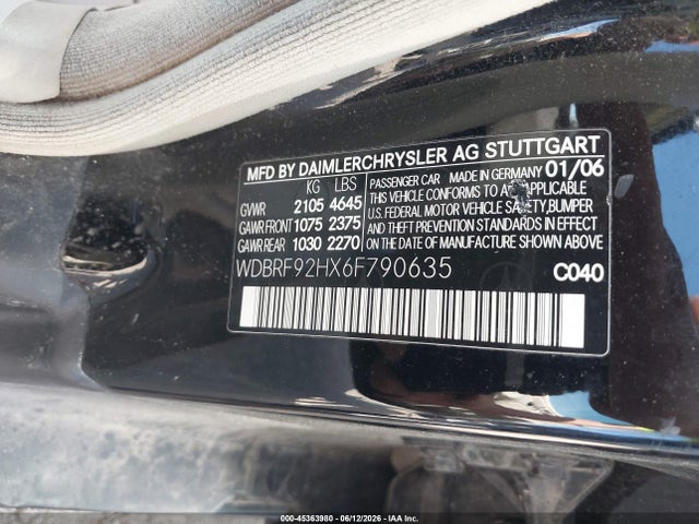 Aukcja sprzedaży 2006 Mercedes-benz C 280 Luxury 4matic, vin: WDBRF92HX6F790635, numer aukcji: 45363980