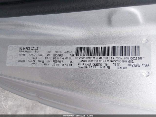 Продаж на аукціоні авто 2019 Ram 1500 Classic Tradesman  4x2 8' Box, vin: 3C6JR6DG1KG502851, номер лоту: 45364023