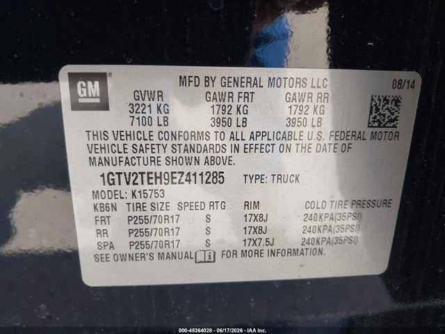 GMC SIERRA 1500 2014 1GTV2TEH9EZ411285 Image 9
