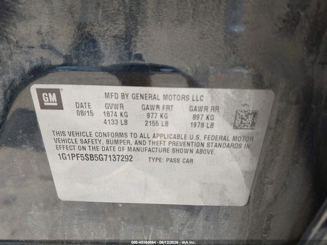 Продаж на аукціоні авто 2016 Chevrolet Cruze Limited 2lt Auto, vin: 1G1PF5SB5G7137292, номер лоту: 45364064