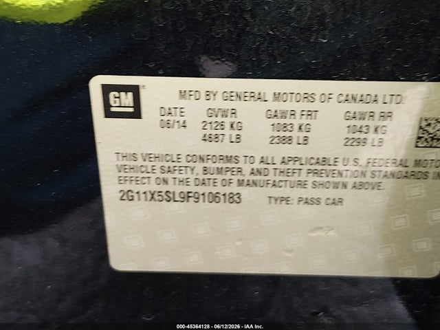 Chevrolet Impala 1fl 2015 2G11X5SL9F9106183 Image 9
