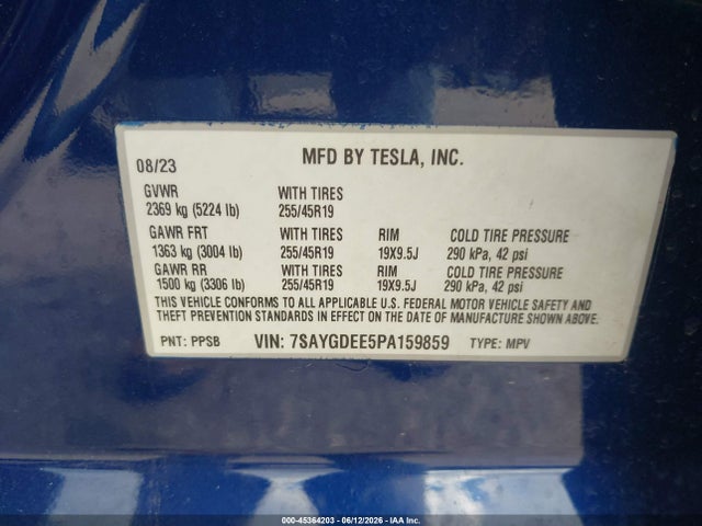 Продажа на аукционе авто 2023 Tesla Model Y Awd/long Range Dual Motor All-wheel Drive, vin: 7SAYGDEE5PA159859, номер лота: 45364203