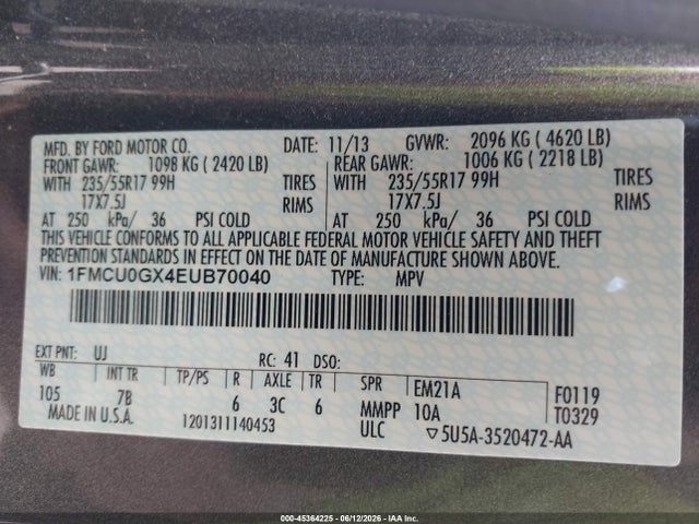 Ford ESCAPE SE 2014 1FMCU0GX4EUB70040 Image 9