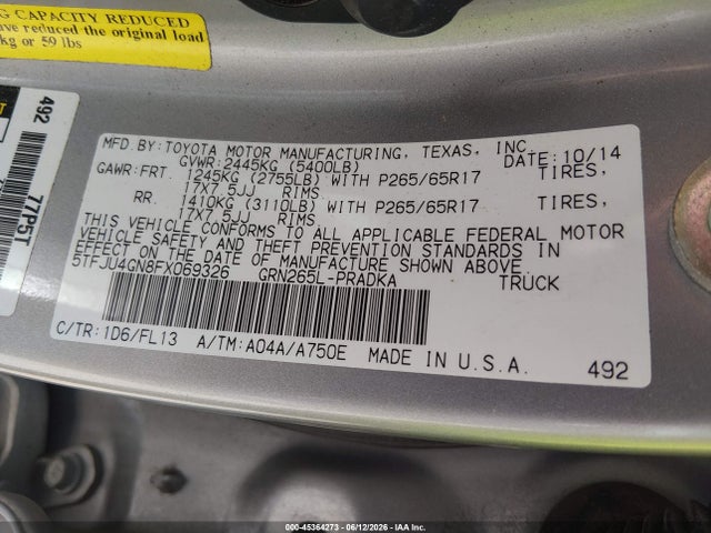 Продаж на аукціоні авто 2015 Toyota Tacoma Prerunner V6, vin: 5TFJU4GN8FX069326, номер лоту: 45364273