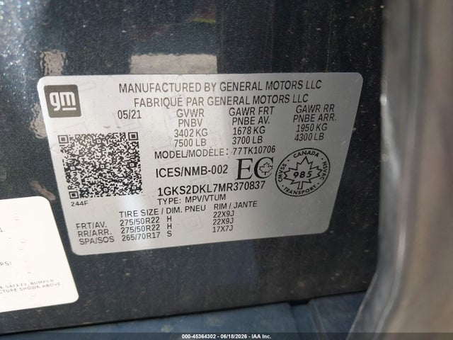GMC YUKON DENALI 2021 1GKS2DKL7MR370837 Image 9
