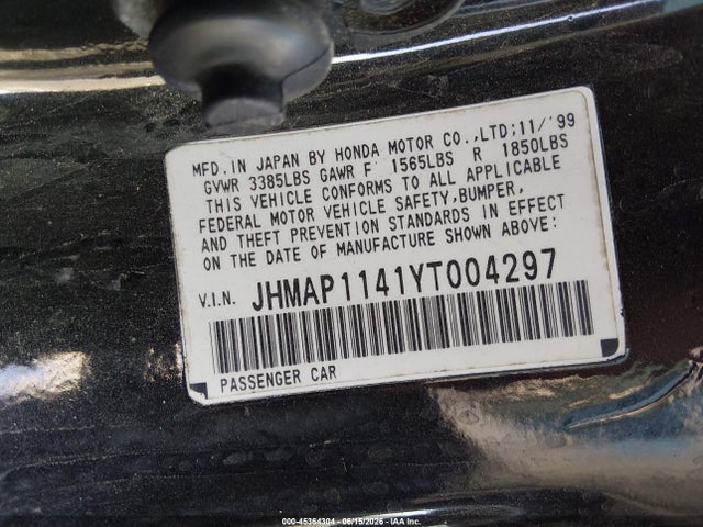 Продажа на аукционе авто 2000 Honda S2000, vin: JHMAP1141YT004297, номер лота: 45364304