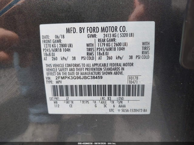 Ford EDGE SE 2018 2FMPK3G96JBC38459 Image 9