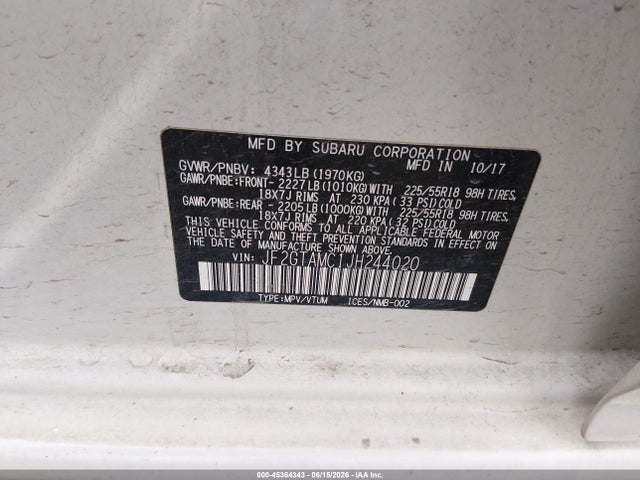 Продаж на аукціоні авто 2018 Subaru Crosstrek 2.0i Limited, vin: JF2GTAMC1JH244020, номер лоту: 45364343