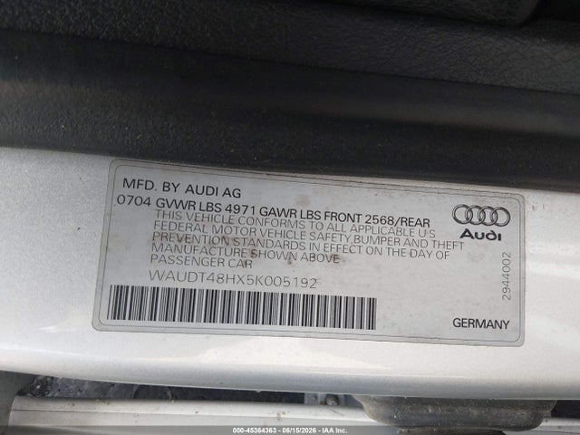 Продаж на аукціоні авто 2005 Audi A4 3.0, vin: WAUDT48HX5K005192, номер лоту: 45364363