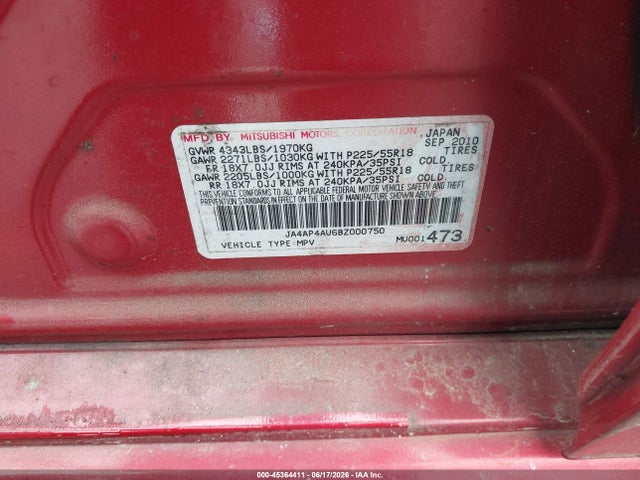 Aukcja sprzedaży 2011 Mitsubishi Outlander Sport Se, vin: JA4AP4AU6BZ000750, numer aukcji: 45364411