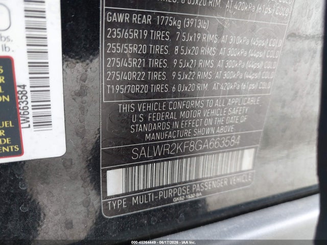 Продажа на аукционе авто 2016 Land Rover Range Rover Sport 3.0l V6 Turbocharged Diesel Hse Td6, vin: SALWR2KF8GA663584, номер лота: 45364449