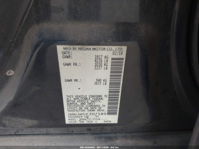 Nissan Altima 2.5 Sv 2018 1N4AL3AP1JC207589 Image 9