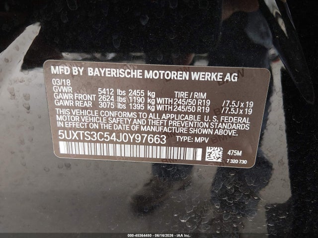 5UXTS3C54J0Y97663 BMW X3 M40i