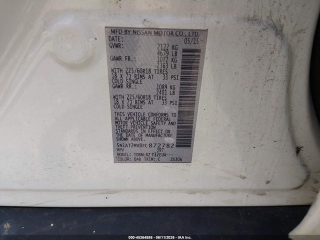 Nissan Rogue Sl 2015 5N1AT2MV8FC872782 Image 9