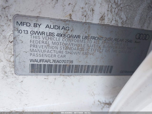45364662 :رقم المزاد ، WAUFFAFL7EA070738 vin ، 2014 Audi A4 2.0t Premium مزاد بيع