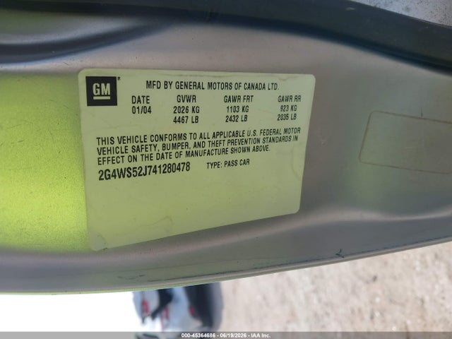 Aukcja sprzedaży 2004 Buick Century, vin: 2G4WS52J741280478, numer aukcji: 45364686